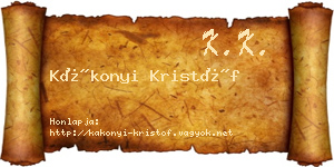 Kákonyi Kristóf névjegykártya